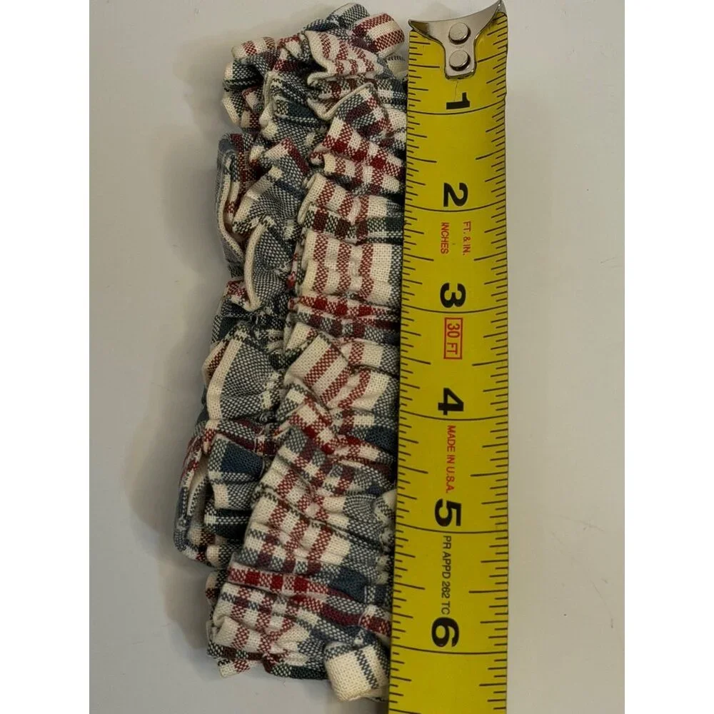 Longaberger Fabric Garter Bow Red Blue Plaid Neutral Basket Decoration Accessory